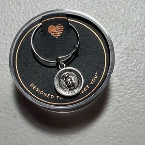 Alex and Ani Beetle Scarab charm ring -.925 silver wire- expandable